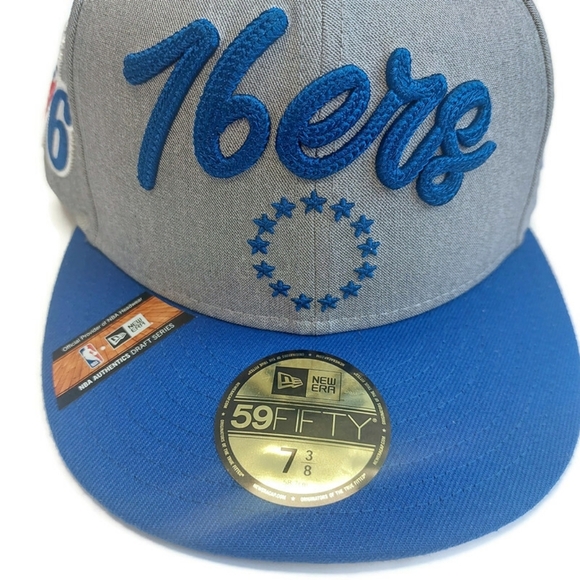59Fifty Size 7 3/8 New Era Philadelphia 76ers Fitted Hat Cap Draft Series Gray - Picture 2 of 6